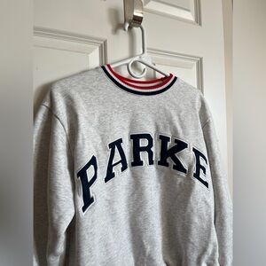 PARKE French Terry Vintage Varsity Crewneck Sweatshirt - S/M - red, white & blue